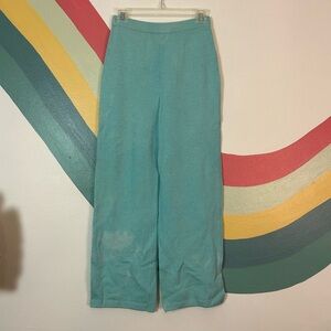 St. John Collection Teal Pants Wool Knit Strait Leg Size 4